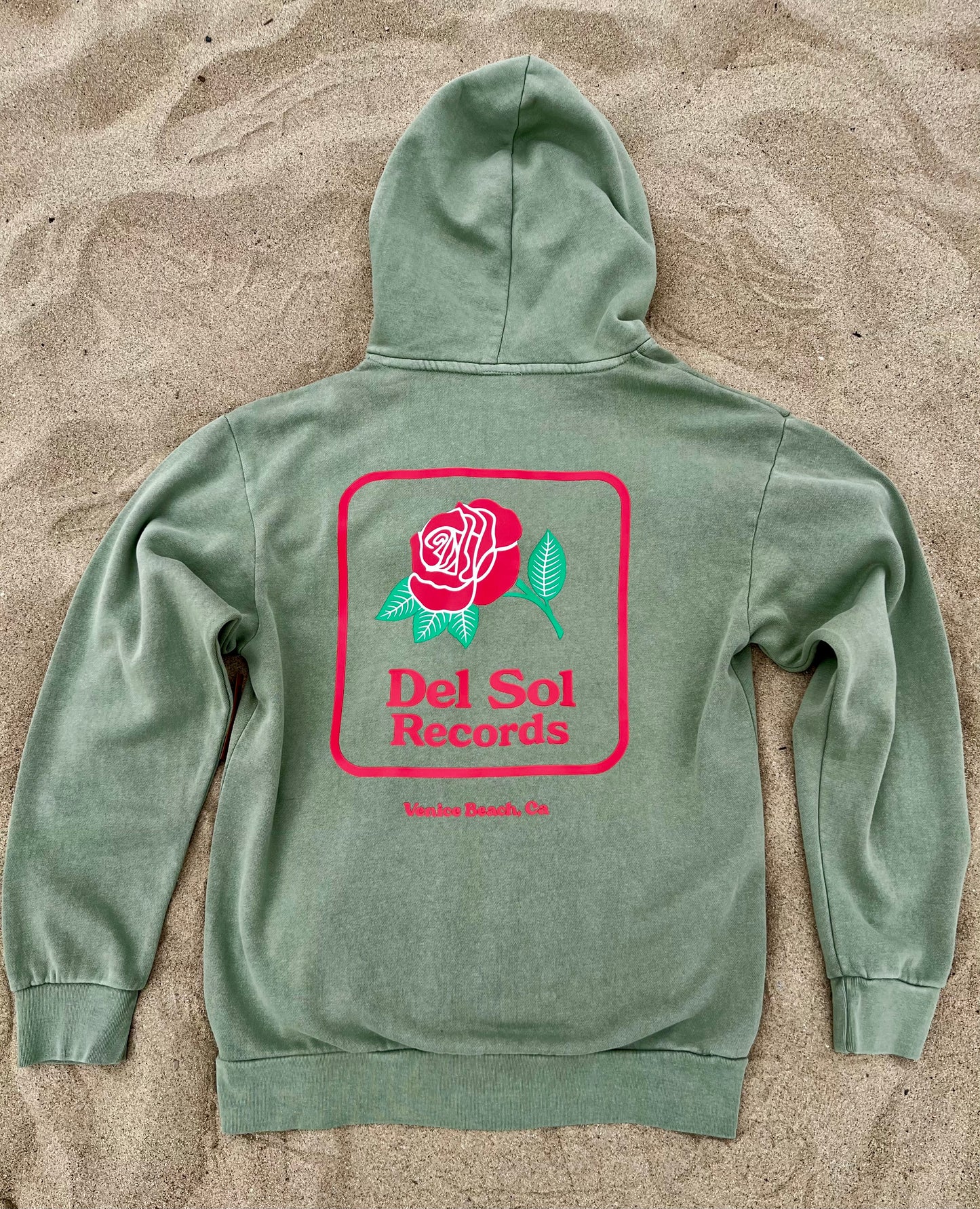 Del Sol Records (Green)Venice Rose Hoodie