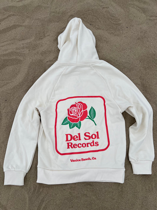 Del Sol Records (Beige) Venice Rose Hoodie